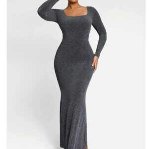 Shapellx Women's Gleaming Long Sleeve Mermaid Shaping Shimmer Dress - L